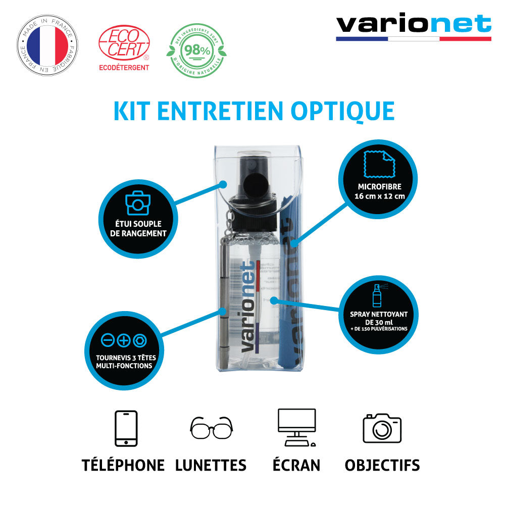 Kit nettoyant made in France pour lunettes de vue Varionet spray de nettoyage  lunettes –