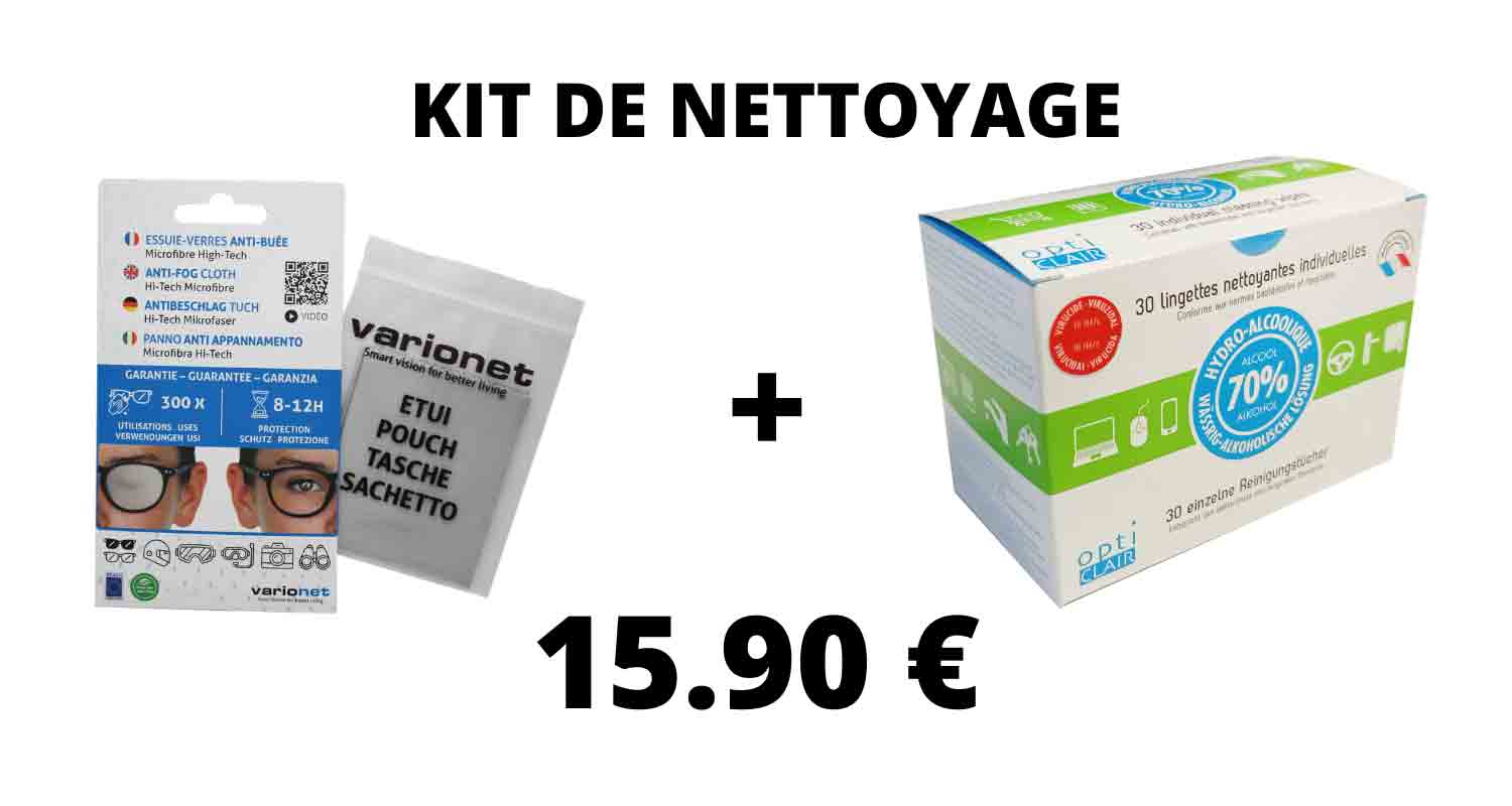 kit Essuie-verres microfibre antibuée Varionet + lingettes nettoyantes –