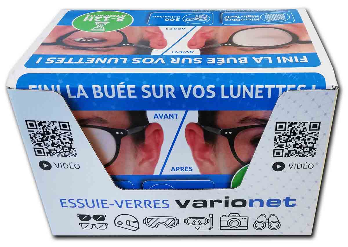Boîte de 60 Essuie-verres anti-buée en microfibre High-tech VARIONET - 300  utilisations